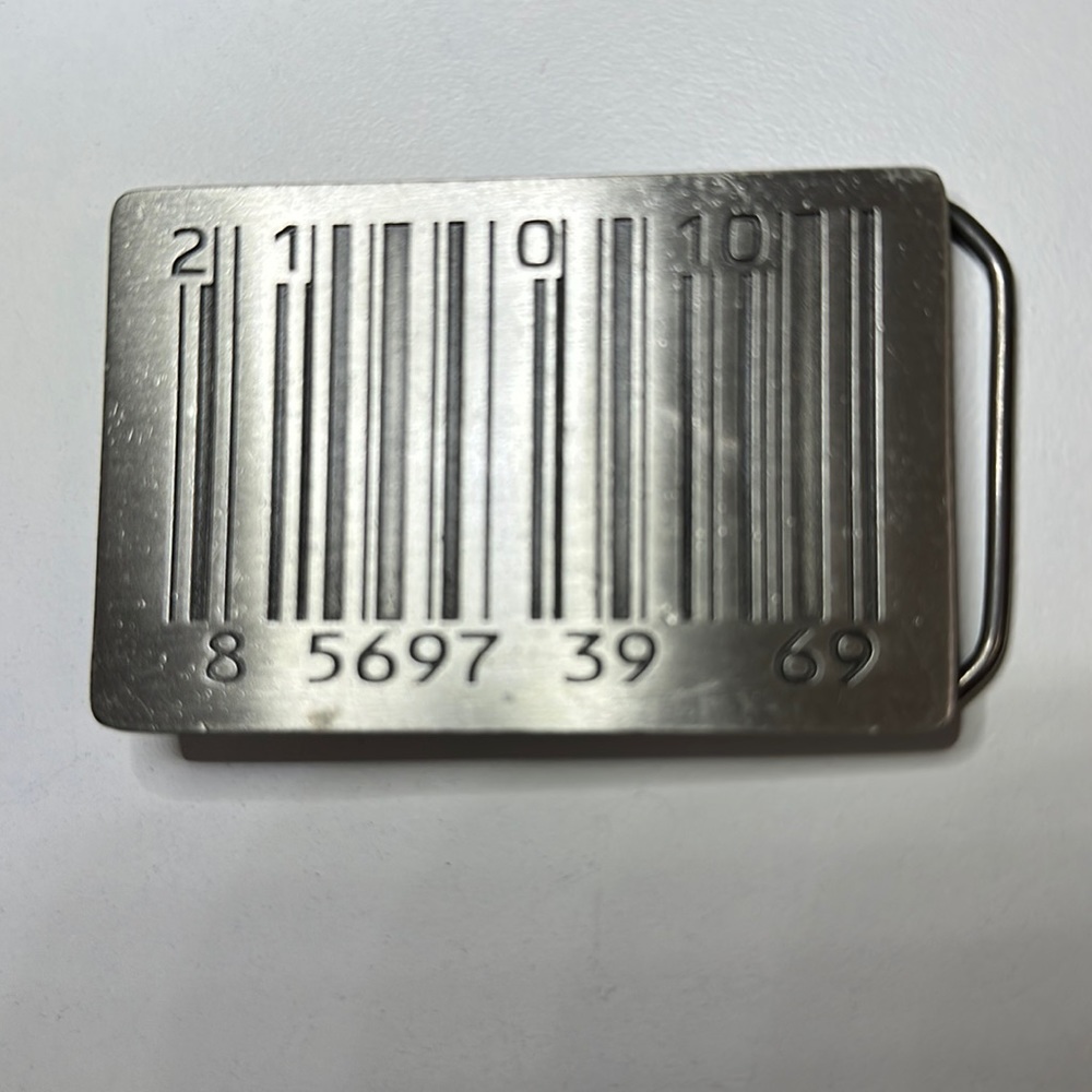 Bar code belt buckle